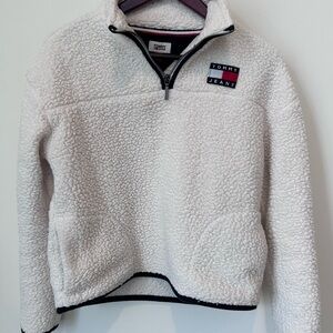 Tommy Hilfiger White and Navy Sherpa Pullover